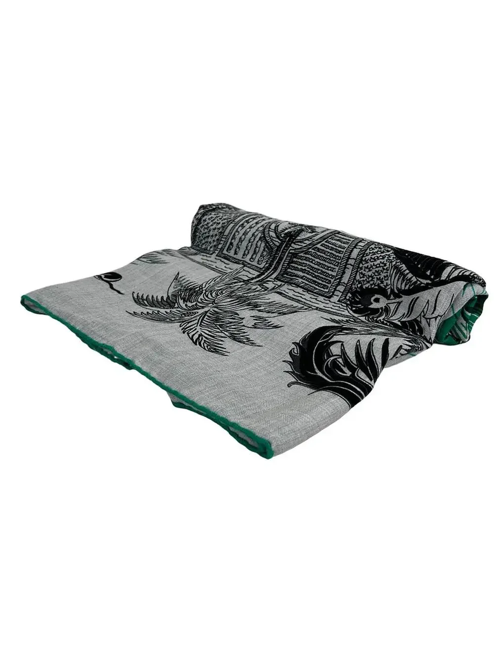 Hermes Carre Gray Black Green Cashmere #344787H15B